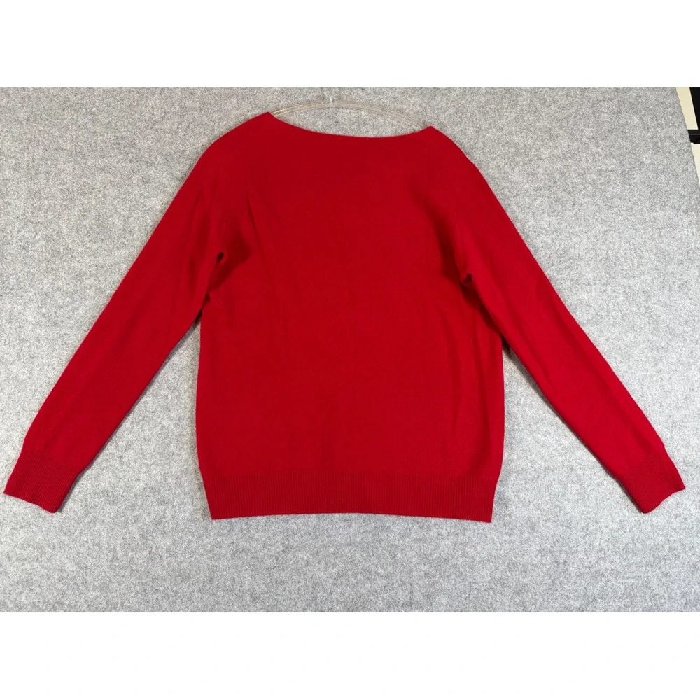 Unbranded V-Neck Sweater Women Red 100% Superfine Merino Wool Fine Knit Sweater